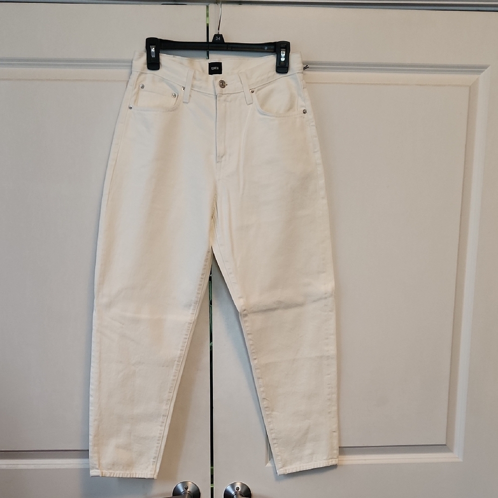 Edwin Cream Ankle Cropped Jeans with Sturdy Denim